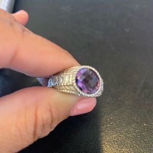 Retired Judith Ripka Sterling 3.85ct Amethyst and Diamonique Band Ring (Sz 7.5)